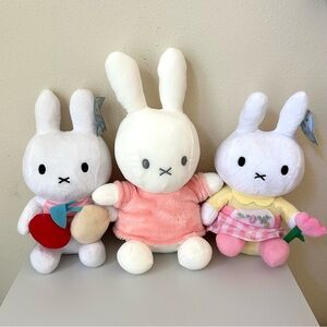 miffy White Plush Trio with Pink and Yellow Outfits